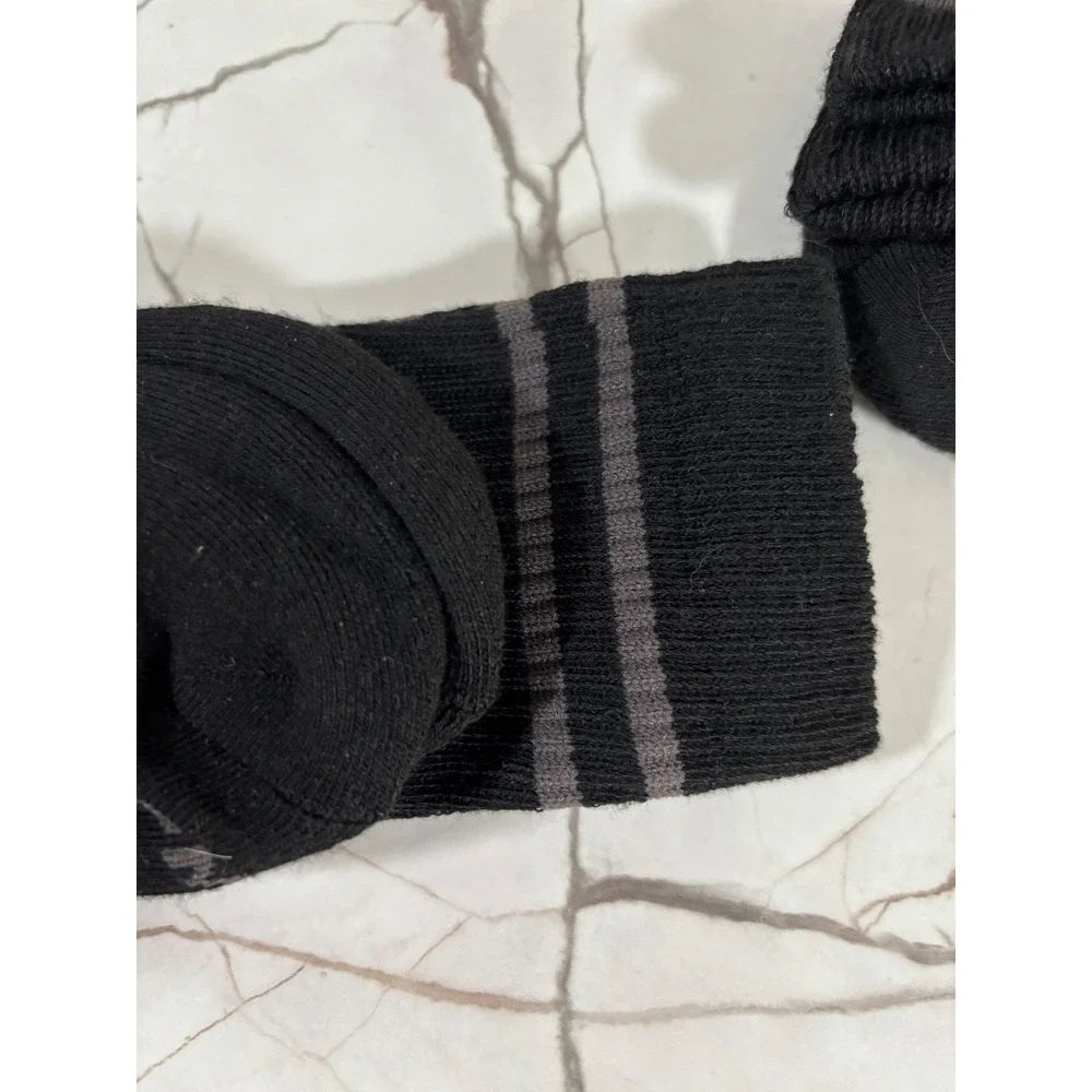 Bombas Mens Crew Socks Medium Black Grey Stripe Honeycomb Arch Support 3 Pair